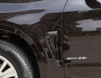 A Fibra de carbono Xdrive Logotipo Tubarão Brânquias Lado Decoração Fender Ventilação Guarnição 2pcs Para BMW X5 F15 X5M F85 2014-17