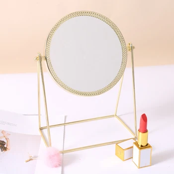 Estilo nórdico Redondo Pequeno Espelho Ins Espelho de Maquilhagem Pequena área de Trabalho, face Única, Espelho para Maquiagem Dormitório Espelho de Vestir
