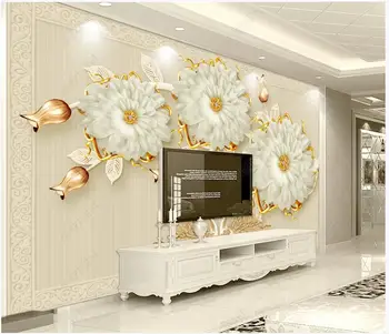 Personalizado com foto de papel de parede para parede 3 d mural Moderno de jóias de Luxo teste padrão de flor romântica PLANO de fundo, papéis de parede decoração da casa