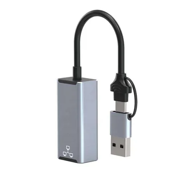 USB, UM Tipo de C a Lan RJ45 Adaptador Ethernet Gigabit de Placas de Rede do Conversor Adaptador para Macbook Chromebook XPS